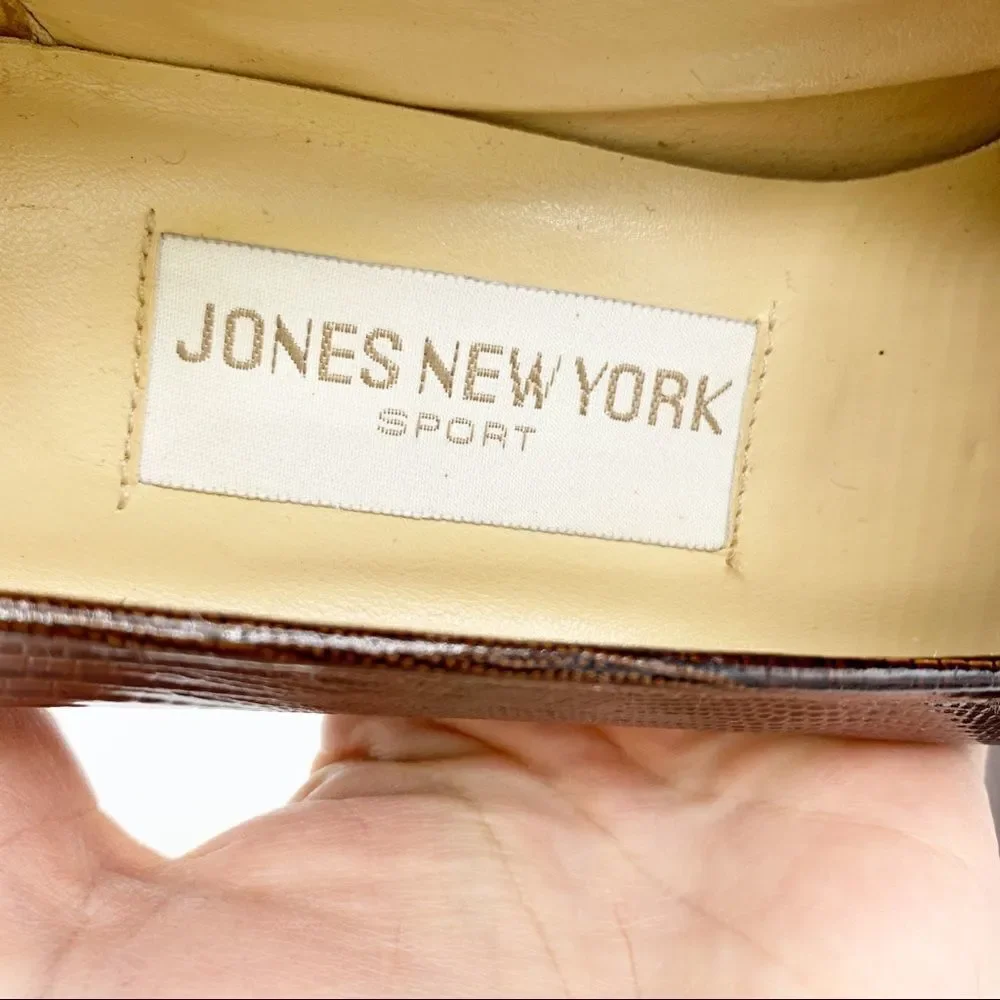 Jones New York‎ Brown Snake Embossed Leather Loafers Sz 7.5